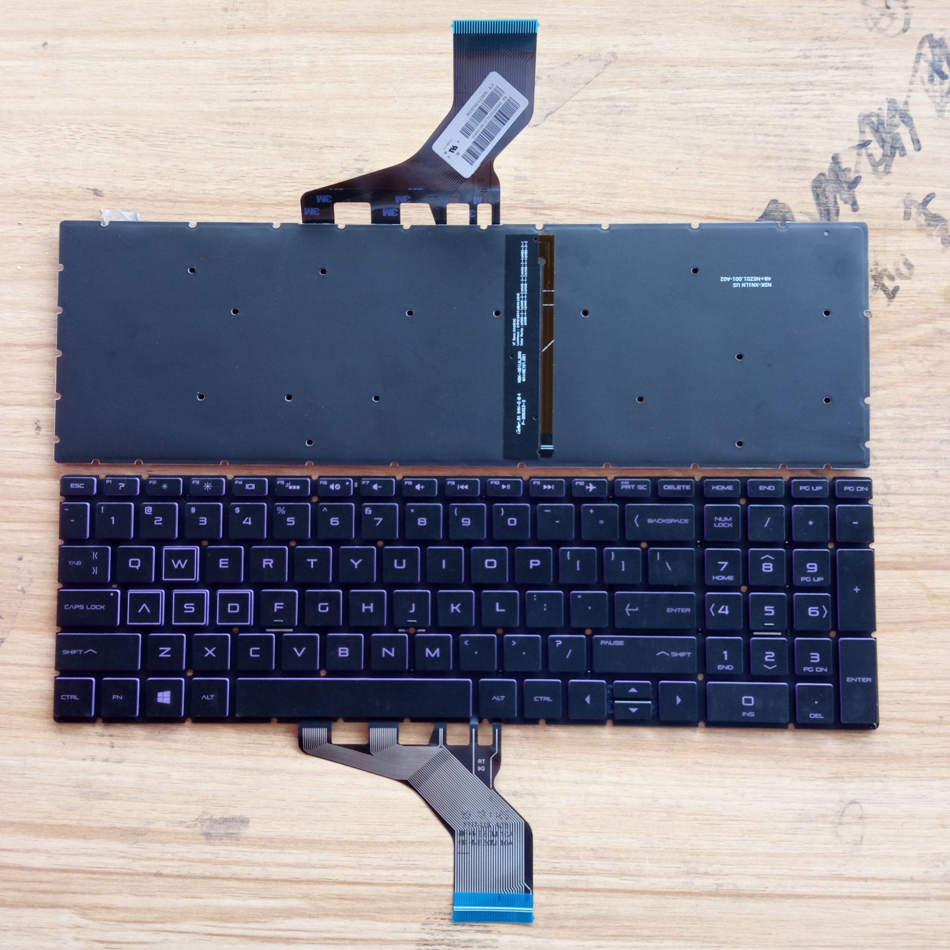 Picture of New Replacement Laptop Keyboard For HP 15-DA/15-CX/15-DK/15-CN/15-CR/15-CS/15-DB BLACK Backlit Purple Printing,Purple Side (OEM) US Layout
